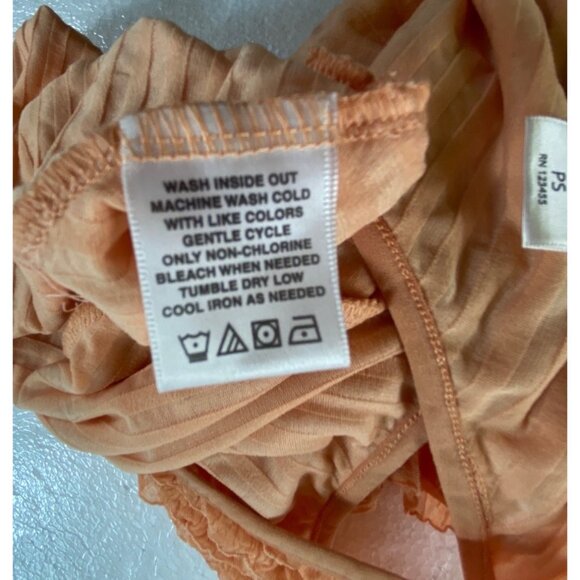 Kate Hill Peach Ruffled Sleeveless V-Neck Top PS Small  Stretch Classic Cute Y2K - Picture 4 of 4